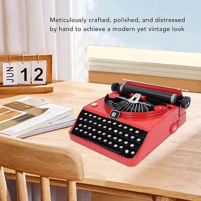 Vintage Typewriter Model, Retro Typewriter Building Set, Home Decoration Ornaments Handcrafted Iron Decor for Home, Office, Studios, and Cafes, Adult Kids 6+ - Image 3