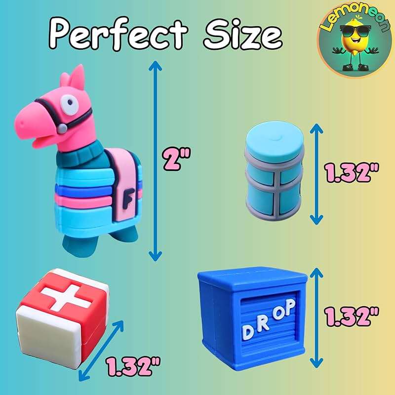 Markhomia Lemoneon Video Game Cake Toppers Upgraded Designs V2 Battle Royale Llama Decoration for Birthday Party Cake Decor 11Pcs/Set - Image 2