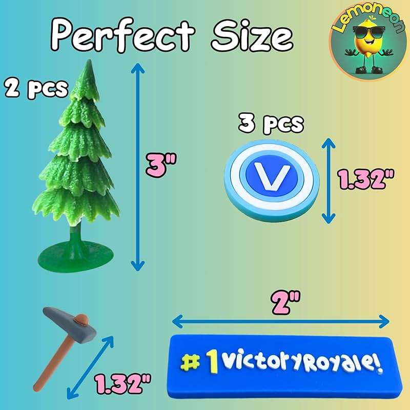 Markhomia Lemoneon Video Game Cake Toppers Upgraded Designs V2 Battle Royale Llama Decoration for Birthday Party Cake Decor 11Pcs/Set - Image 3