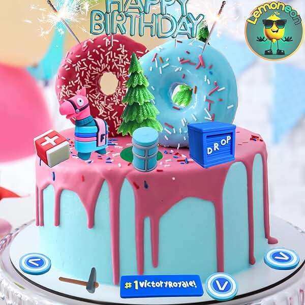 Markhomia Lemoneon Video Game Cake Toppers Upgraded Designs V2 Battle Royale Llama Decoration for Birthday Party Cake Decor 11Pcs/Set - Image 5