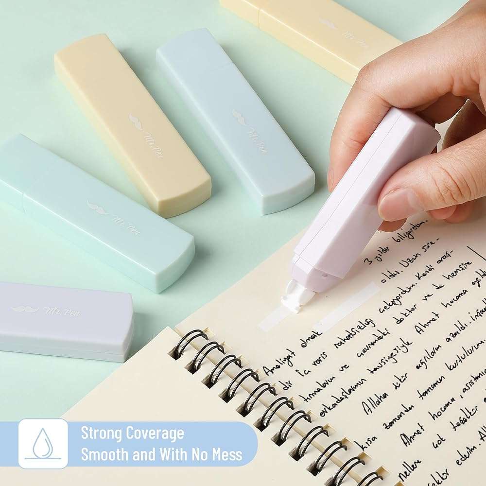 Mr. Pen- Aesthetic Correction Tape, 0.2" x 197", 12 pcs, Pastel Colors, Cute Correction Tape - Image 2