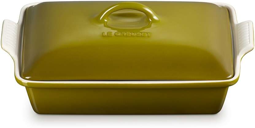 Le Creuset Stoneware Heritage Rectangular Covered Casserole, 4 qt., Olive - Image 1