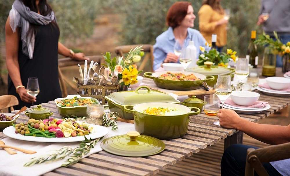 Le Creuset Stoneware Heritage Rectangular Covered Casserole, 4 qt., Olive - Image 2