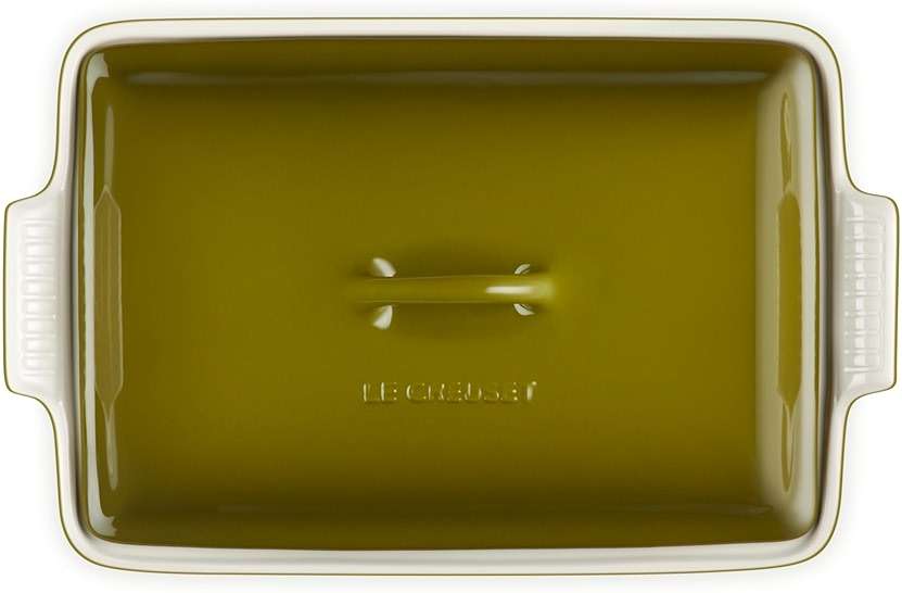 Le Creuset Stoneware Heritage Rectangular Covered Casserole, 4 qt., Olive - Image 3