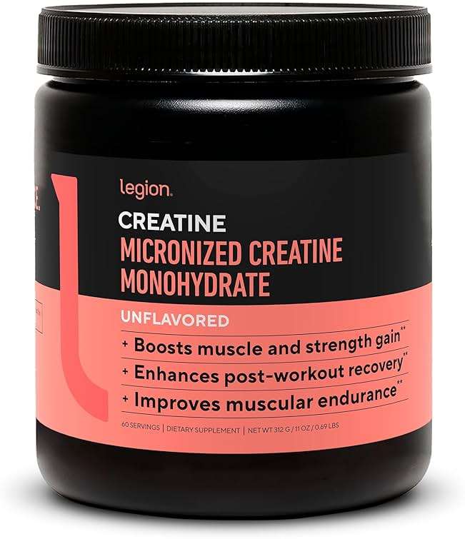 LEGION Micronized Creatine Monohydrate Supplement - Clean Creatine Powder for Muscle Gain & Post Workout Recovery - Micronized Creatine Supplement for Maximum Absorption (60 Servings, Unflavored) - Image 1
