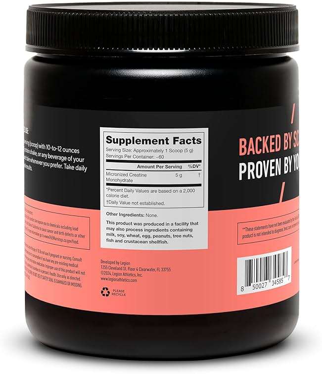 LEGION Micronized Creatine Monohydrate Supplement - Clean Creatine Powder for Muscle Gain & Post Workout Recovery - Micronized Creatine Supplement for Maximum Absorption (60 Servings, Unflavored) - Image 3