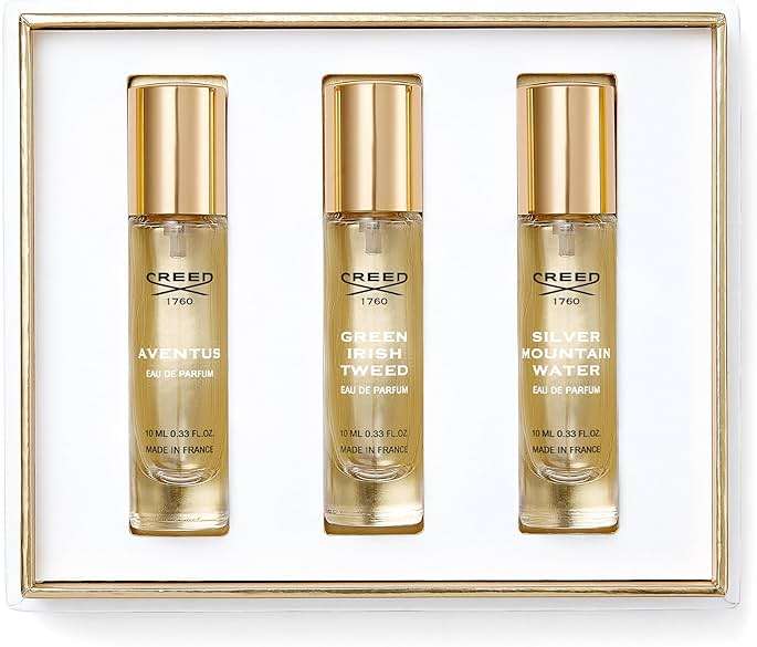 House of Creed Men's Holiday Gift Coffret Set, Features 3 Signature Cologne Scents of Aventus, Green Irish Tweed, & Silver Mountain Water, 3 x 10ml - Image 1