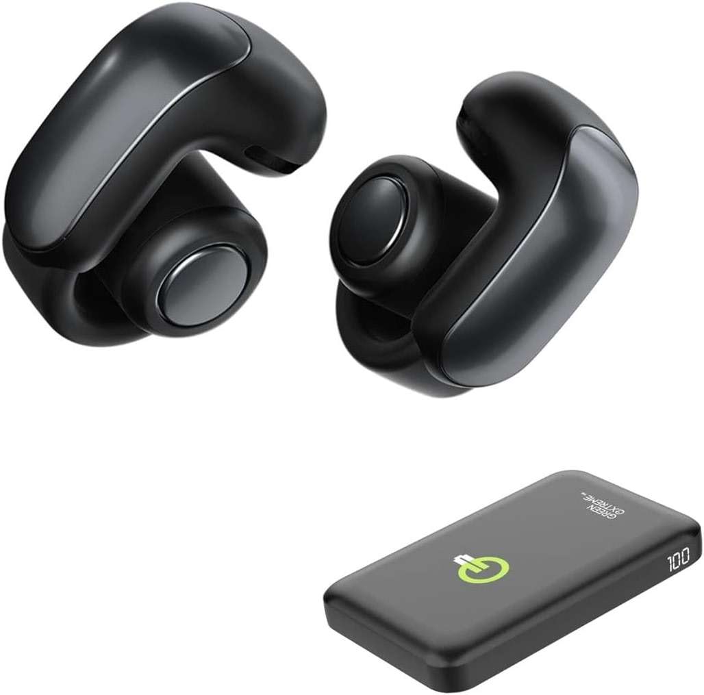 Bose New Ultra Open Earbuds with Immersive Audio, Open Ear Wireless Clip on Earbuds for Comfort, OpenAudio for Awareness, Up to 48 Hours of Battery Life with Green Extreme Portable Charger - Image 1