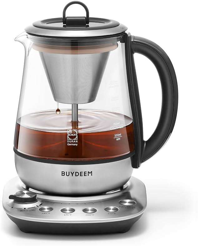 BUYDEEM K176 Tea Maker, Multifunctional Stainless Steel Electric Kettle for Tea and Coffee Brewing, Auto Keep Warm, 5 Flavor Controls, 1.5L - Image 2