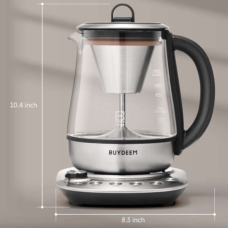 BUYDEEM K176 Tea Maker, Multifunctional Stainless Steel Electric Kettle for Tea and Coffee Brewing, Auto Keep Warm, 5 Flavor Controls, 1.5L - Image 3
