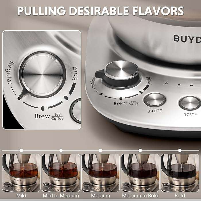 BUYDEEM K176 Tea Maker, Multifunctional Stainless Steel Electric Kettle for Tea and Coffee Brewing, Auto Keep Warm, 5 Flavor Controls, 1.5L - Image 5