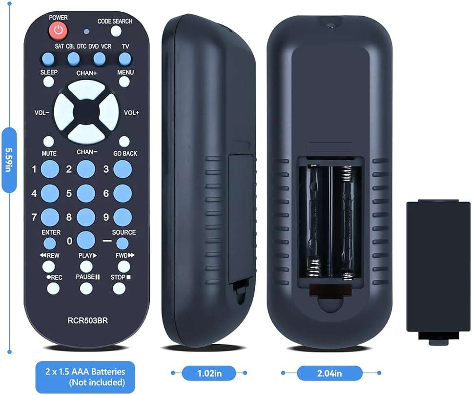 PZL RCR503BR Universal 3-Device Palm-Sized Replacement Remote Control for RCA TV, VCR/DVD, Satellite Receiver, Cable Box, Digital TV Converter Sub RCR503BE RCR503BZ - Image 6
