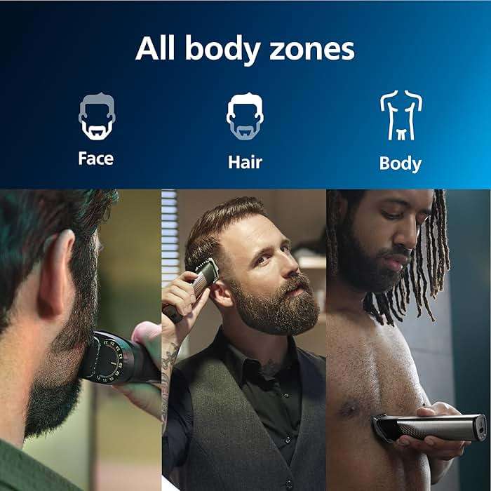 Norelco Philips All-in-One Series 7000 23-Piece Trimmer - Electric Shaver and Clipper for Face, Beard, Head & Body, Self-Sharpening Titanium Blades, 26 Length Settings (0.5-16 mm), MG7970/49 - Image 3
