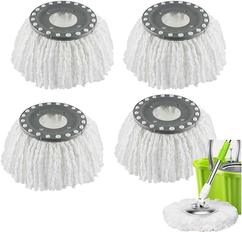 Spin Mop Heads Replacement Refill for Old Hurricane Mr.Clean 360 Spin Magic Rotating Round Mop Microfibre,Universal Spin Mop Heads Clean Mop Head Refill for Standard Mops (4 Pack) - Image 1