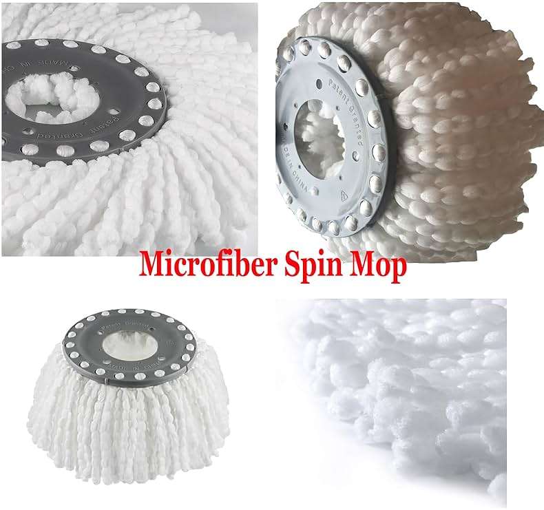 Spin Mop Heads Replacement Refill for Old Hurricane Mr.Clean 360 Spin Magic Rotating Round Mop Microfibre,Universal Spin Mop Heads Clean Mop Head Refill for Standard Mops (4 Pack) - Image 4