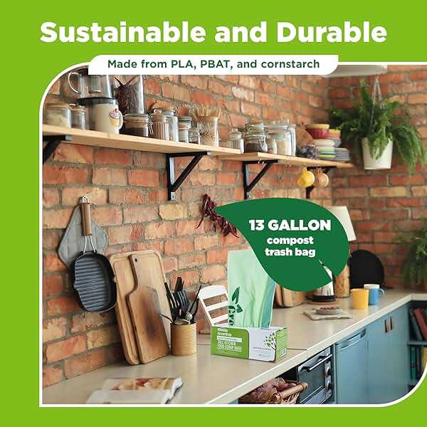 GreeneWrap 13 Gallon Compostable Trash Bags with Drawstring, 30 Count, 1 Mil, Tall Kitchen Food Scrap Compost Bags, BPI Certified, ASTM D6400, Compostable Garbage Bags, Unscented, 13 Gal - Image 5