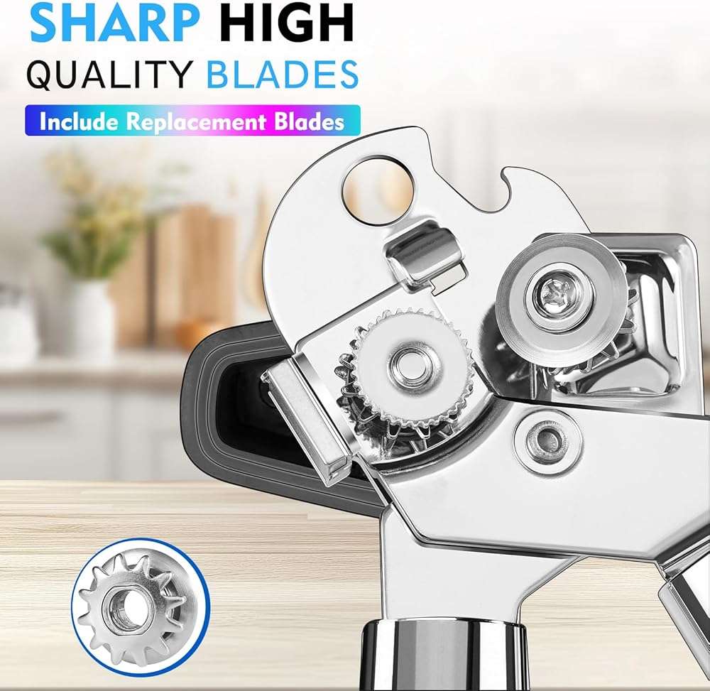 Can Opener Manual Heavy Duty Multifunctional with Magnet Lift [Ergonomic Curved Handle Grip] Stainless Steel, Arthritis-Friendly, Kitchen Tool for Seniors, Kitchen Essentials, Camping, Bottle Opener - Image 5