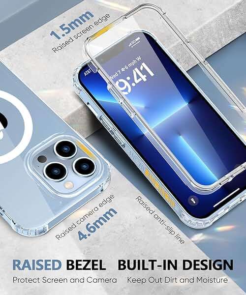 BANLEA Compatible with iPhone 13 Pro Max Case Clear, Built-in Screen Protector, with Camera Lens Protector, [Compatible with MagSafe] Full Body Phone Case, Protective Cover for 13 ProMax 6.7" (Clear) - Image 4
