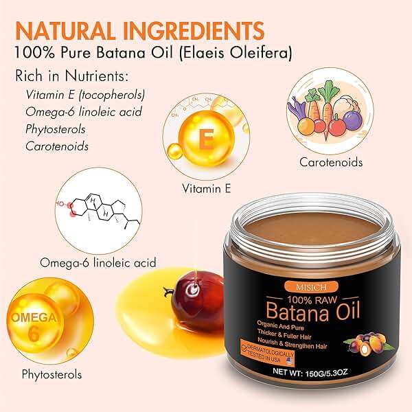 MISICH Raw Batana Oil for Hair Growth, 100% Natural Pure Botana Oil Paste from Honduras, Unrefined Organic Batana Hair Mask for Prevent Hair-Loss, Enhances Thickness for Men & Women 5.3 oz - Image 5