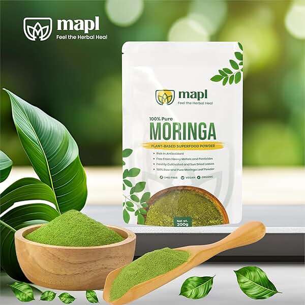 MAPL Moringa Powder (Moringa Oleifera) | Organic Powdered Moringa Leaves | 100% Natural Plant-Based Drumstick Tree Leaf Powder | Raw & Nutrient-Dense | 200 g (7.055 oz) - Image 7
