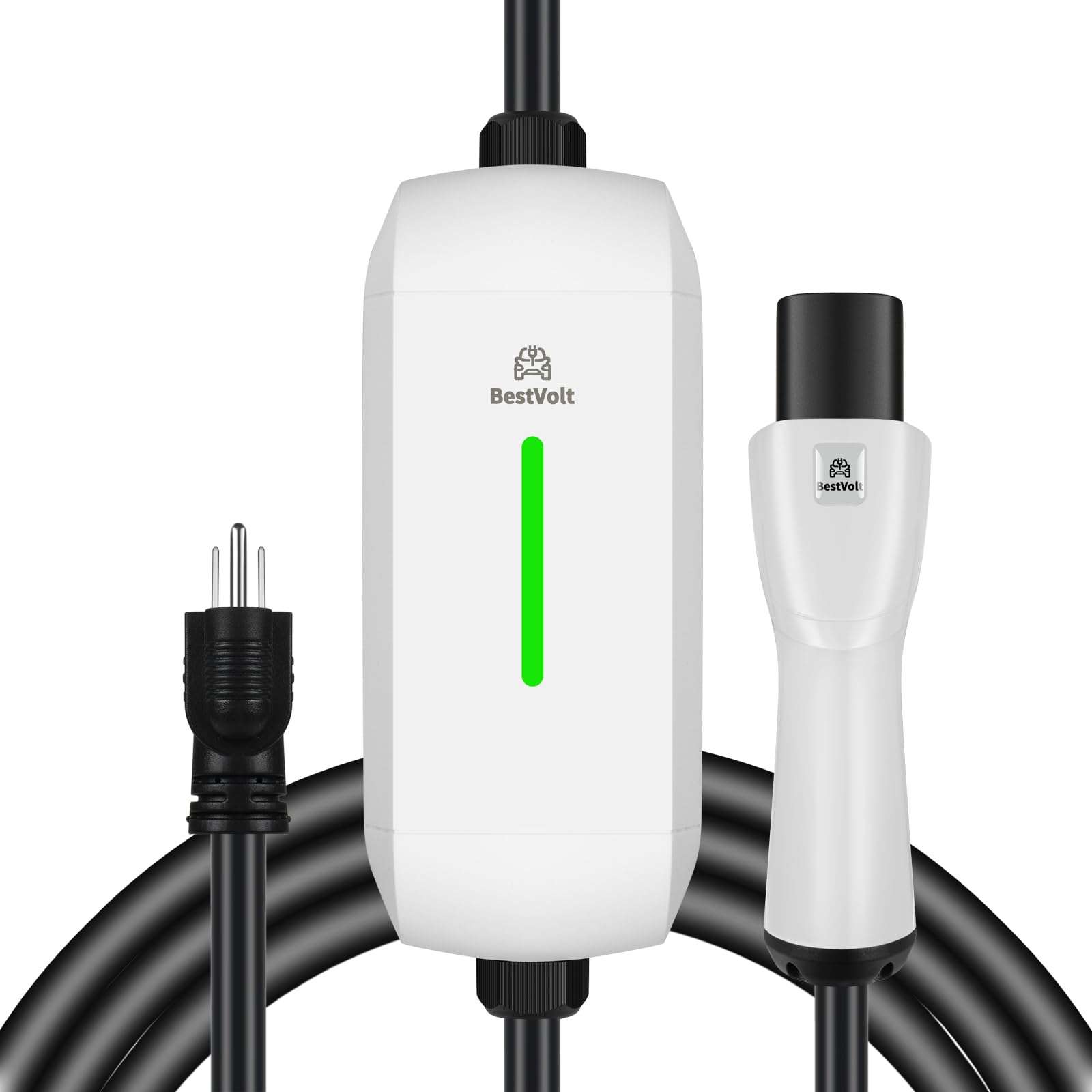 Best Volt Electric Vehicle Portable Charger for Tesla,ETL Certified,25ft Fast Charging, IP65 Waterproof, Compatible with Model 3/X/Y/Cyber Truck,No Adapter Needed (Nema 5-15 120V/16A, White) - Image 1