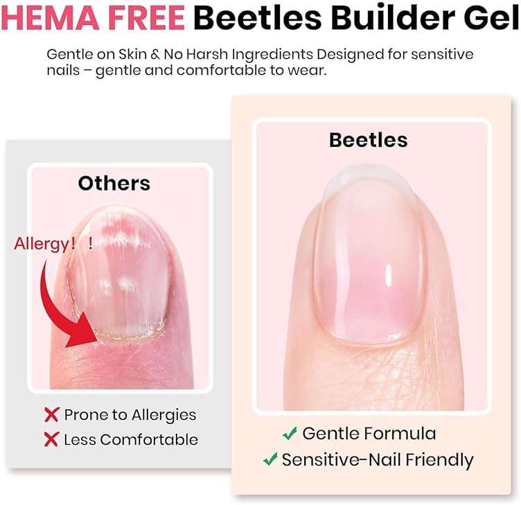Beetles Builder Gel for Nails HEMA-Free,7 in 1 Clear UV LED Gel with Nail Art Brush,for Strengthening Building Extension Sensitive Nails,Beginner-Friendly DIY Salon at Home,Sheer Breeze Gifts - Image 2