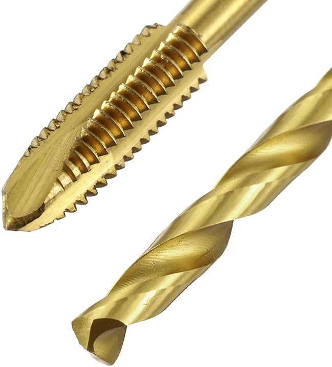 uxcell Metric Tap & Drill Bit Set, 2pcs M4 x 0.7 Spiral Point Thread Taps and 2pcs 3.3mm Twist Drill Bits, Titanium Coated HSS6542 Screw Tapping Threading Tools - Image 5