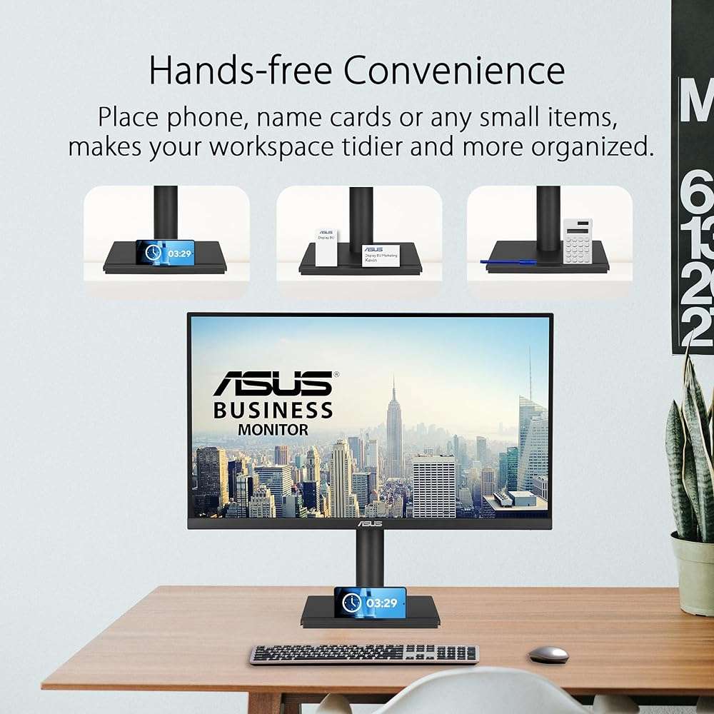 ASUS 27” 4K Business Monitor (VA27UCPS) - UHD (3840 x 2160), IPS, 99% sRGB, HDR-10, USB-C PD65W, USB Hub, Speakers, Eye Care, Ergonomic, VESA Wall Mountable, Green Sustainability, 3 yr Warranty - Image 3