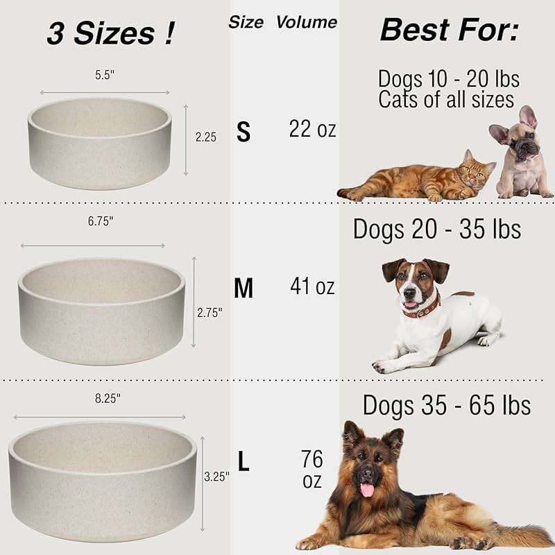 Loving Pets - Dolce Bamboo - Eco-Friendly Pet Bowls & Dishes for Dog, Cats, Puppy Food and Water Dish -Sustainable and Dishwasher Safe, Made with Real Bamboo (Medium, Oat-Beige) - Image 4