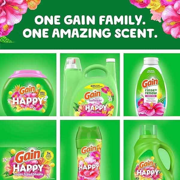 Gain Liquid Fabric Softener, Fabric Conditioner, Softening Laundry Conditioner, Happy, 127 fl oz, 188 Loads - Image 8