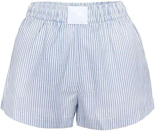 Women Striped Boxer Shorts Cute Lounge Shorts Y2k Low Rise Elastic Waist Casual Pajama Sleep Shorts - Image 1