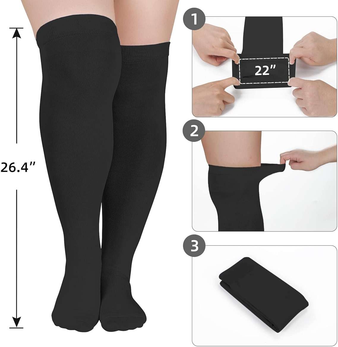 Zando Plus Size Thigh High Socks Extra Long Leg Warmers Over Knee Thick Socks Chunky Knit Thigh High Stockings - Image 2