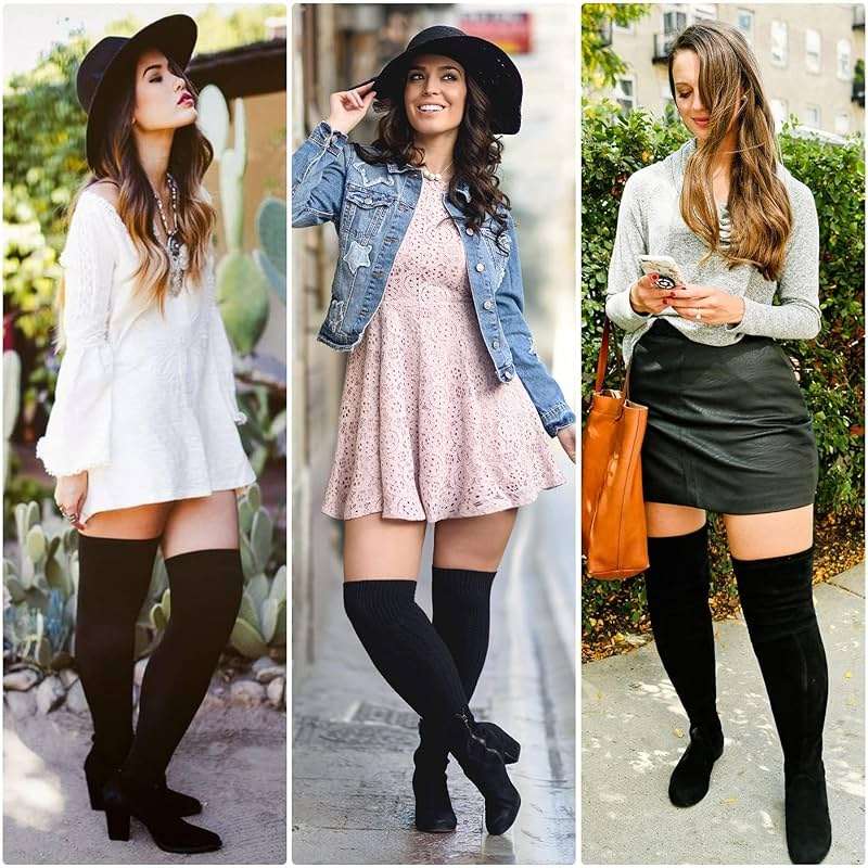 Zando Plus Size Thigh High Socks Extra Long Leg Warmers Over Knee Thick Socks Chunky Knit Thigh High Stockings - Image 6
