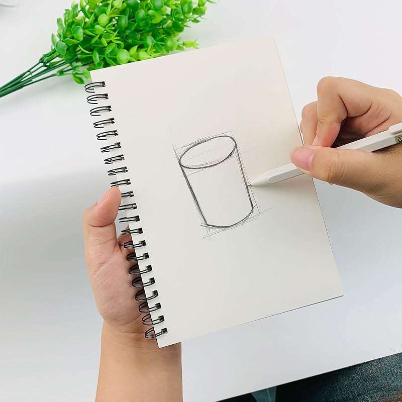 DSTELIN Blank Spiral Notebook, 9-Pack, Soft Cover, Sketch Book, 100 Pages / 50 Sheets, 7.5 inch x 5.1 inch, 100GSM, (Black) - Image 2