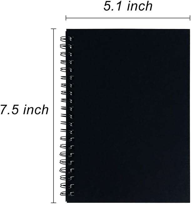 DSTELIN Blank Spiral Notebook, 9-Pack, Soft Cover, Sketch Book, 100 Pages / 50 Sheets, 7.5 inch x 5.1 inch, 100GSM, (Black) - Image 3