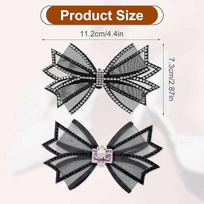 GEEHUA 2 Pcs Shoe Clips for Women Dress Shoes, Mesh Bow Rhinestone High Heel Shoe Clips Buckle Detachable Bow Heels Clothing Accessories for Women Girls Bridal Wedding Party Prom Decorations - Image 4
