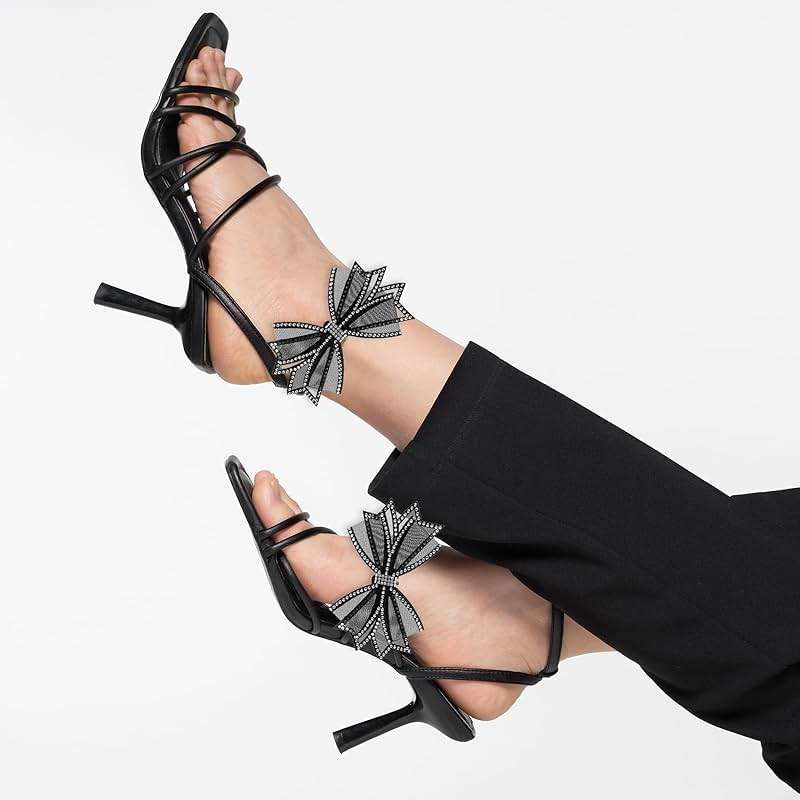 GEEHUA 2 Pcs Shoe Clips for Women Dress Shoes, Mesh Bow Rhinestone High Heel Shoe Clips Buckle Detachable Bow Heels Clothing Accessories for Women Girls Bridal Wedding Party Prom Decorations - Image 8