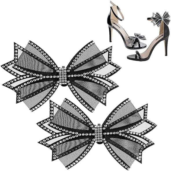 GEEHUA 2 Pcs Shoe Clips for Women Dress Shoes, Mesh Bow Rhinestone High Heel Shoe Clips Buckle Detachable Bow Heels Clothing Accessories for Women Girls Bridal Wedding Party Prom Decorations - Image 9