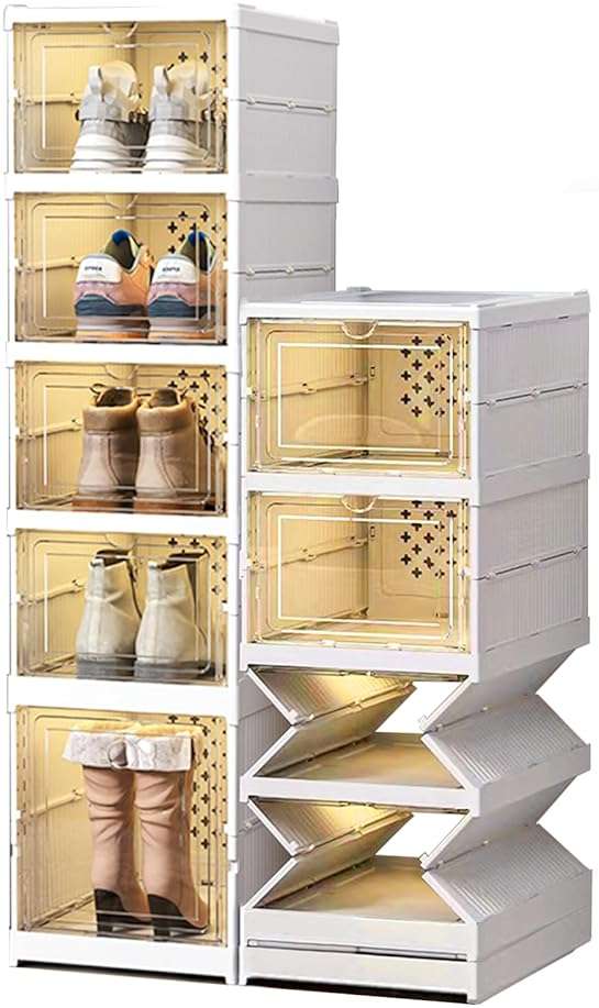 Frlanse 5 Tiers Stackable Shoe Storage Organizer bins open front, Space Saving Shoe Rack Holder Boxes,Moving Cabinet Bins Sturdy, Clear - Image 1