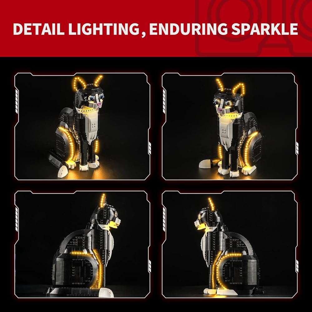 BRIKSMAX Light Kit for Lego-21349 Tuxedo Cat - Compatible with Lego Ideas Building Set- Not Include Lego Set - Image 5
