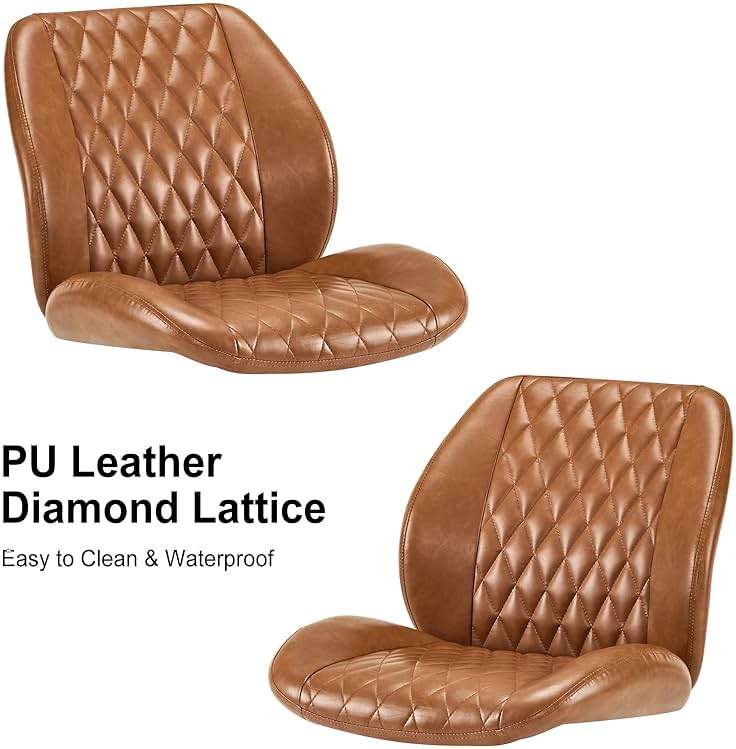 YFO Home Office Desk Chair Office Rubber Casters Ergonomic Computer Chair with Lumbar Support Adjustable Height Rolling Swivel Executive Task Armrests Chair， Brown Leather - Image 7