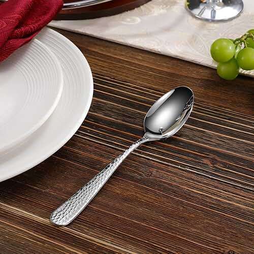 KEAWELL Premium 4-Piece Louise Hammered Spoons Set, 18/10 Stainless Steel, Set of 4, Fine Spoon Set with Round Edge, Dishwasher Safe (7.6" Dinner Spoons) - Image 5