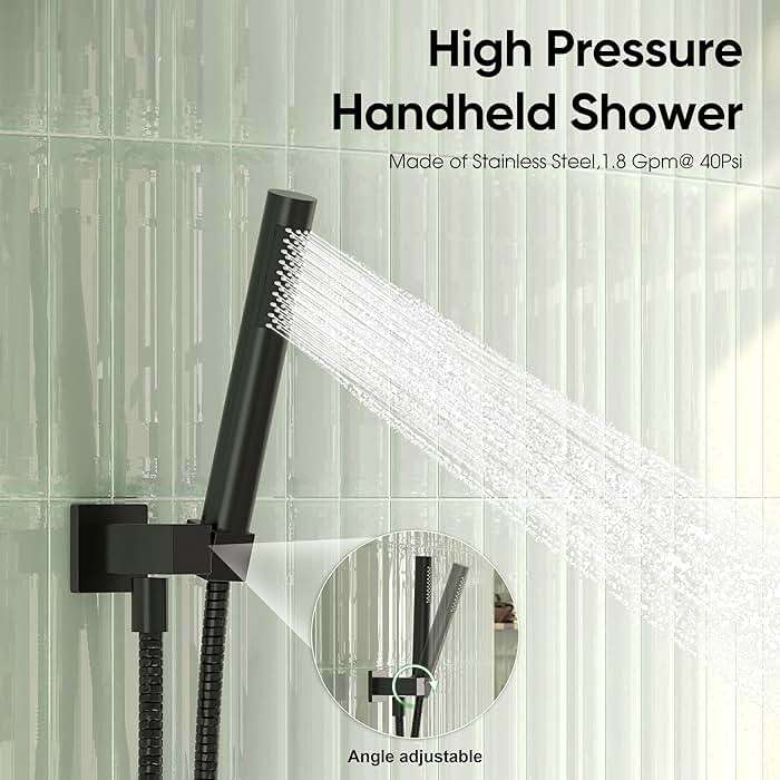 Esnbia Shower System with Tub Spout,Black Bathtub Shower Faucet Set,10 Inches Rain Shower Heads with Handheld Spary Combo, Tub Shower Kit with 3-Way Shower Valve, Matte Black - Image 5