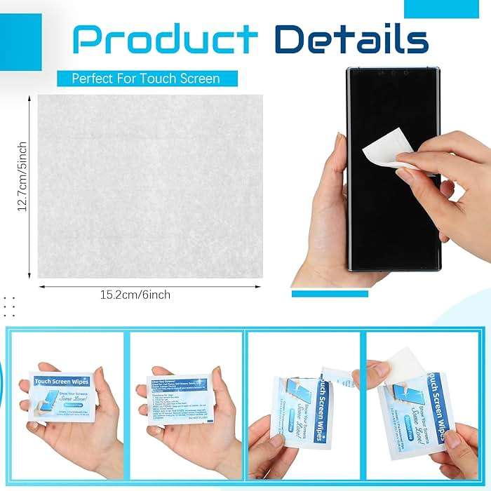 Willinglong 200 Pack Touch Screen Wipes Pre Moistened Lens Computer Electronic Screen Wipes Individually for Monitors with 1 Clear Plastic Bottle for Glasses Smartphone Screens - Image 3