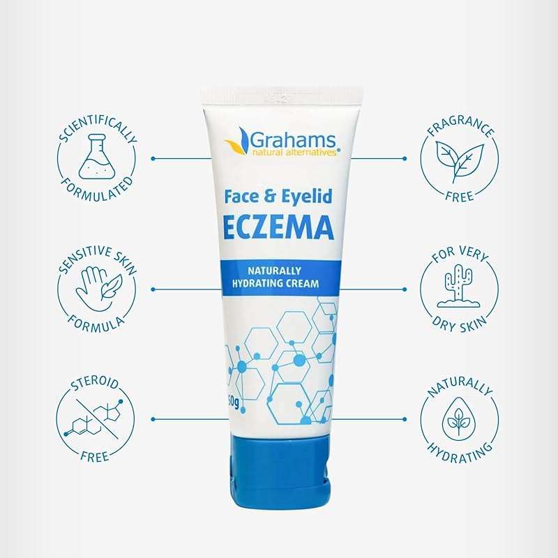 Grahams Natural Face & Eyelid Eczema Cream - Treatment for Eczema, Dermatitis, Itch Relief, Redness, Inflammation & Very Dry Skin - with Colloidal Oatmeal - Hypoallergenic & Steroid-Free (1 x 50g) - Image 4