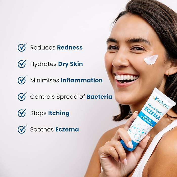 Grahams Natural Face & Eyelid Eczema Cream - Treatment for Eczema, Dermatitis, Itch Relief, Redness, Inflammation & Very Dry Skin - with Colloidal Oatmeal - Hypoallergenic & Steroid-Free (1 x 50g) - Image 5