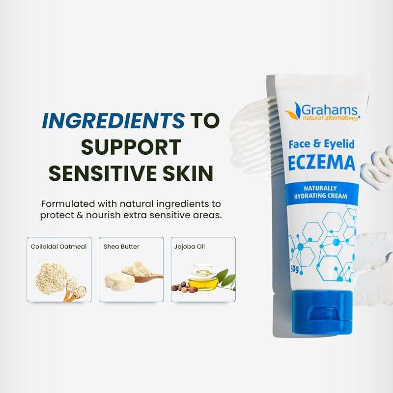 Grahams Natural Face & Eyelid Eczema Cream - Treatment for Eczema, Dermatitis, Itch Relief, Redness, Inflammation & Very Dry Skin - with Colloidal Oatmeal - Hypoallergenic & Steroid-Free (1 x 50g) - Image 6
