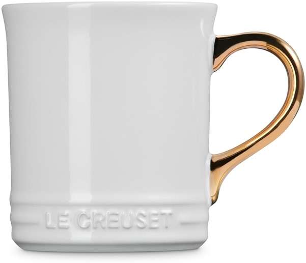 Le Creuset Stoneware Vancouver Mug with Gold Metallic Handle, 14 oz., White - Image 5