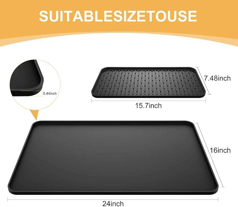Silicone Coffee Mat, 24''x16'' Bar Mat with Detachable Dish Drying Mat - Fits Under Coffee Maker & Dish Rack - Image 2