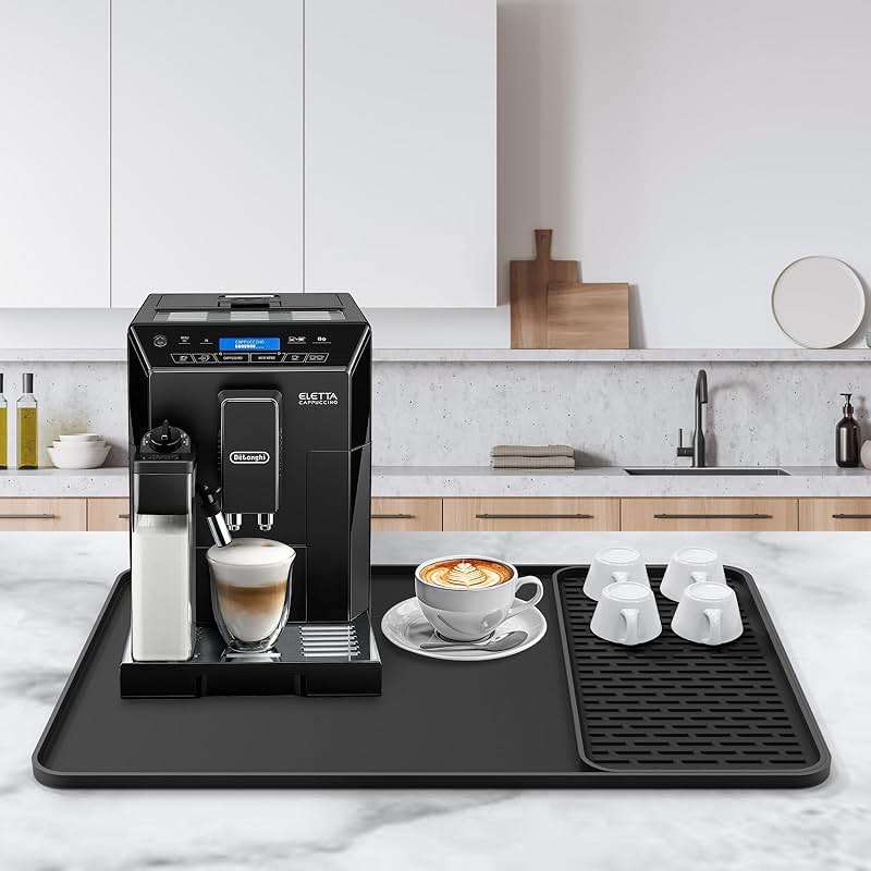 Silicone Coffee Mat, 24''x16'' Bar Mat with Detachable Dish Drying Mat - Fits Under Coffee Maker & Dish Rack - Image 3